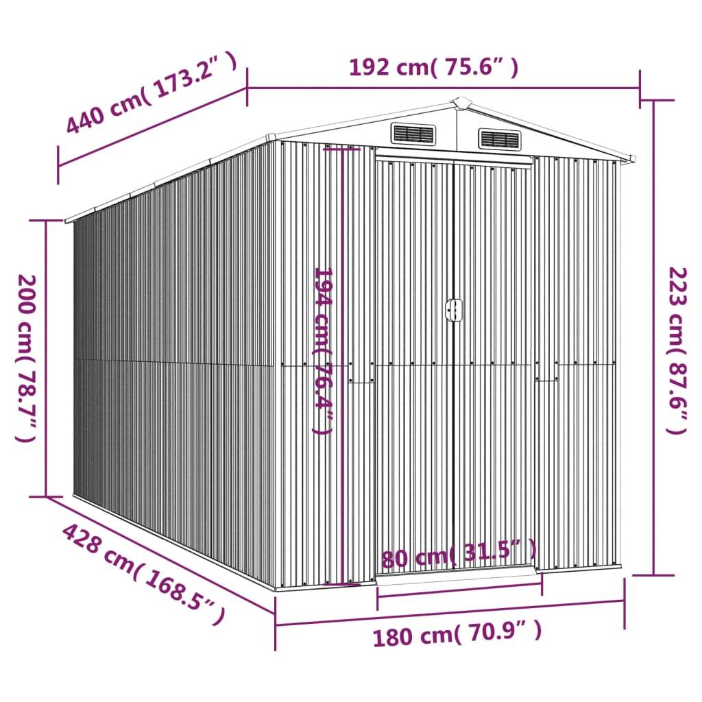 Helloshop26 - Abri de jardin cabane cabanon maison de stockage remise extérieur hangar outils robuste 192 x 440 x 223 cm acier galvanisé vert - Image 6