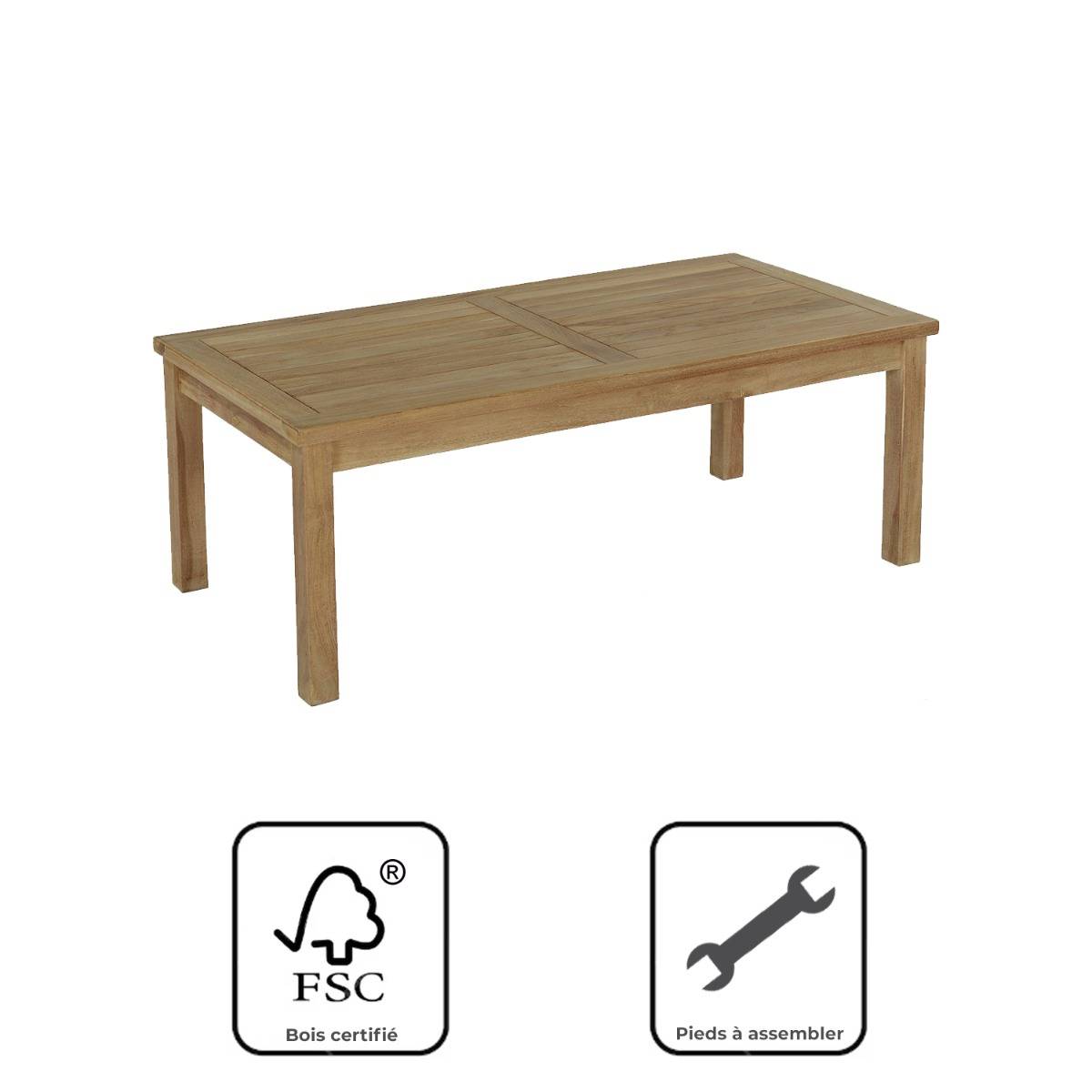 Teck'Attitude - Table basse rectangulaire en teck massif Coffee 120 x 60 cm - TECK'Attitude - Image 7