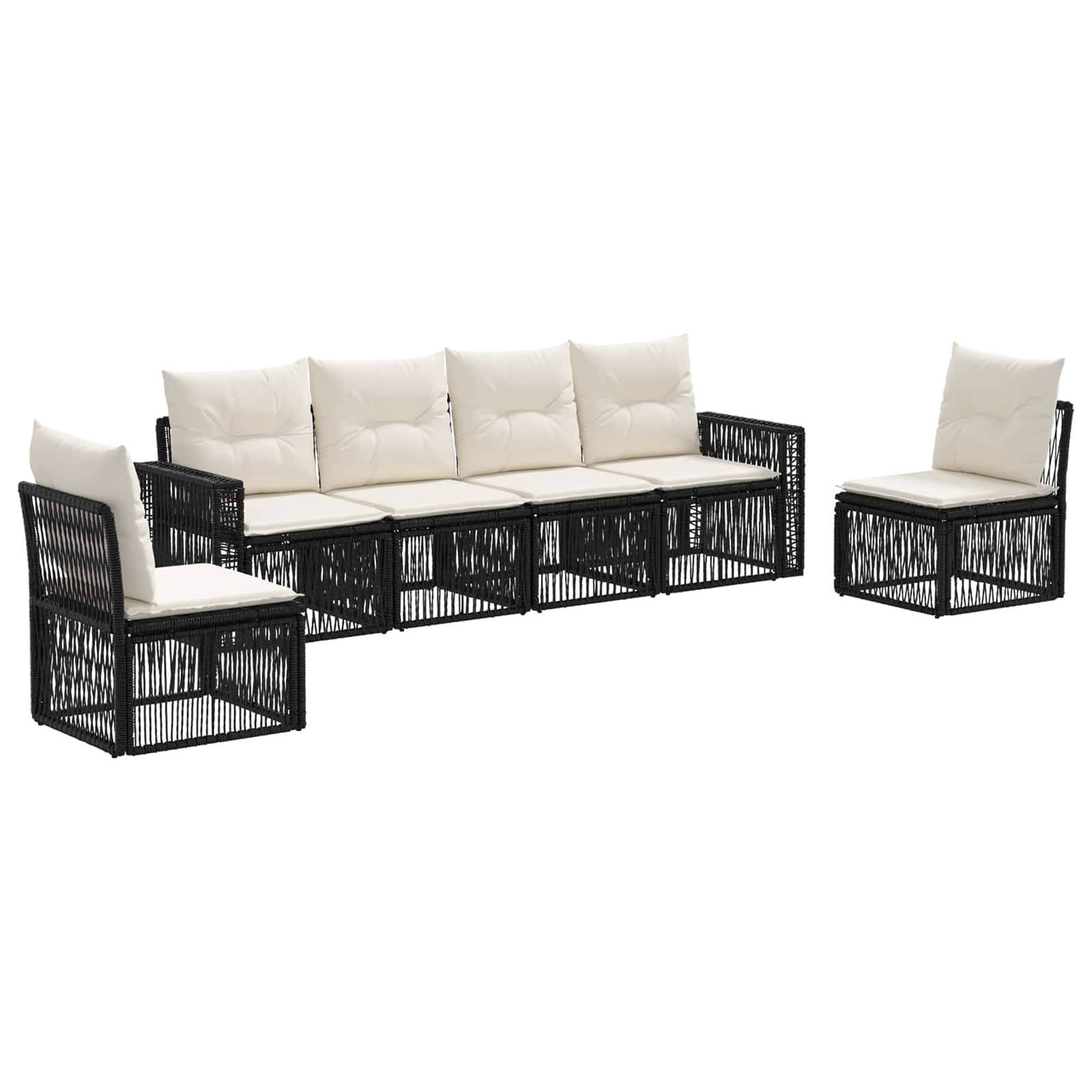 Vidaxl - Ensemble de canapé de jardin 6 pcs-Salons de jardin 6 place Noir et blanc crème - Image 2