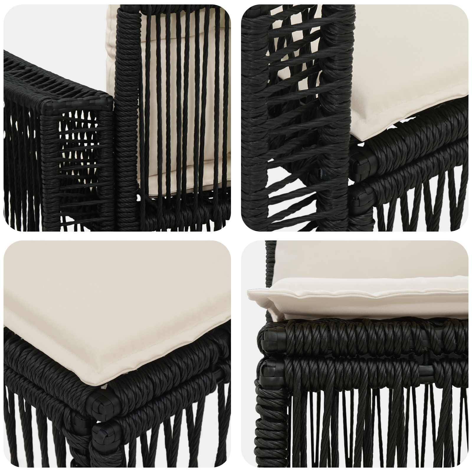 Vidaxl - Ensemble de canapé de jardin 6 pcs-Salons de jardin 6 place Noir et blanc crème - Image 5
