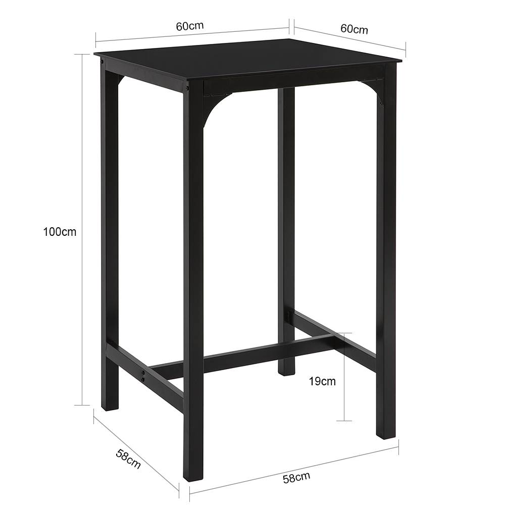 Sobuy - Table de Bar Carrée Table Haute de Cuisine Table de Salle à Manger Plateau en Verre Pieds en Acier Robuste L.60 x H. 60 x H.100 cm SoBuy - Image 3
