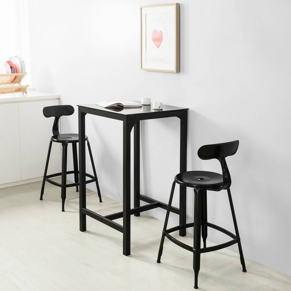 Sobuy - Table de Bar Carrée Table Haute de Cuisine Table de Salle à Manger Plateau en Verre Pieds en Acier Robuste L.60 x H. 60 x H.100 cm SoBuy - Image 7