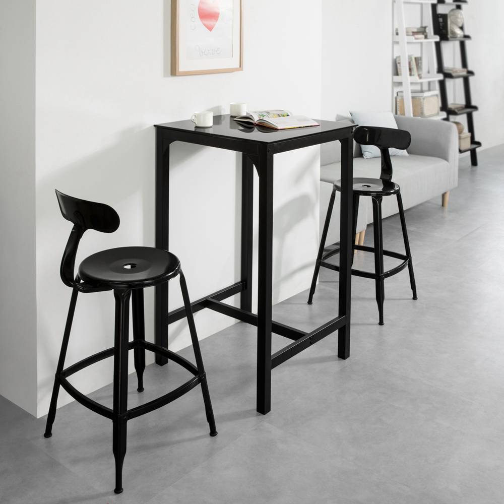 Sobuy - Table de Bar Carrée Table Haute de Cuisine Table de Salle à Manger Plateau en Verre Pieds en Acier Robuste L.60 x H. 60 x H.100 cm SoBuy - Image 10