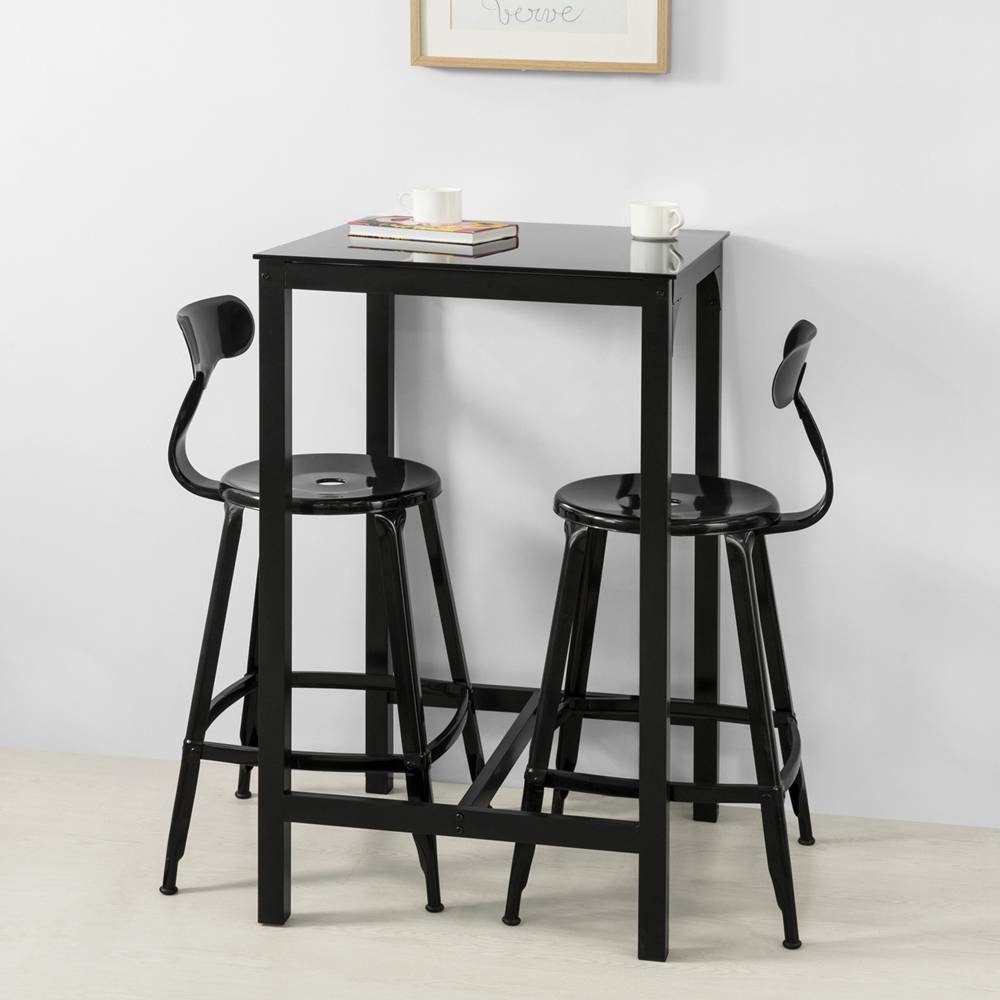 Sobuy - Table de Bar Carrée Table Haute de Cuisine Table de Salle à Manger Plateau en Verre Pieds en Acier Robuste L.60 x H. 60 x H.100 cm SoBuy - Image 9