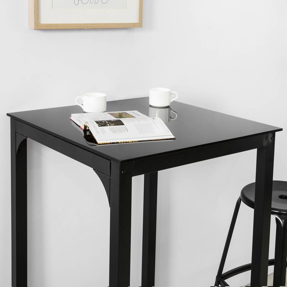 Sobuy - Table de Bar Carrée Table Haute de Cuisine Table de Salle à Manger Plateau en Verre Pieds en Acier Robuste L.60 x H. 60 x H.100 cm SoBuy - Image 5
