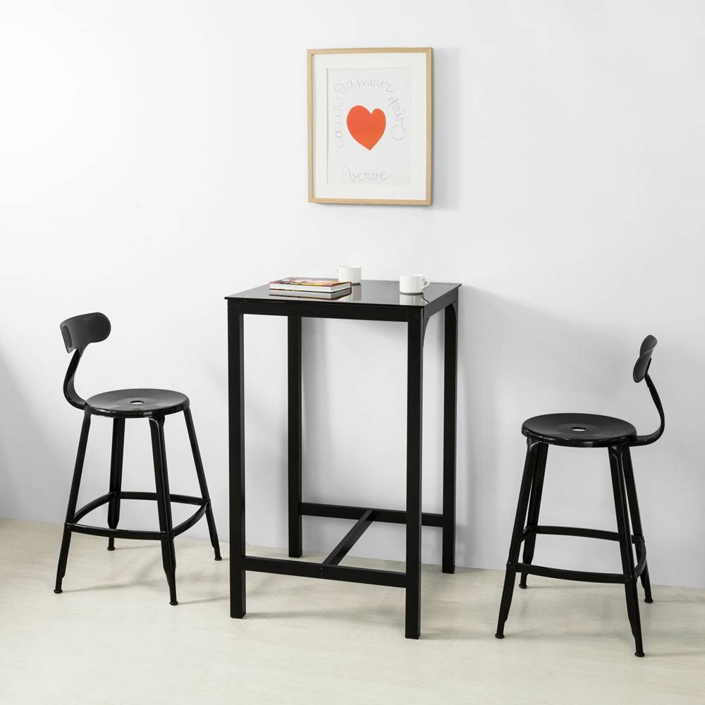 Sobuy - Table de Bar Carrée Table Haute de Cuisine Table de Salle à Manger Plateau en Verre Pieds en Acier Robuste L.60 x H. 60 x H.100 cm SoBuy - Image 6