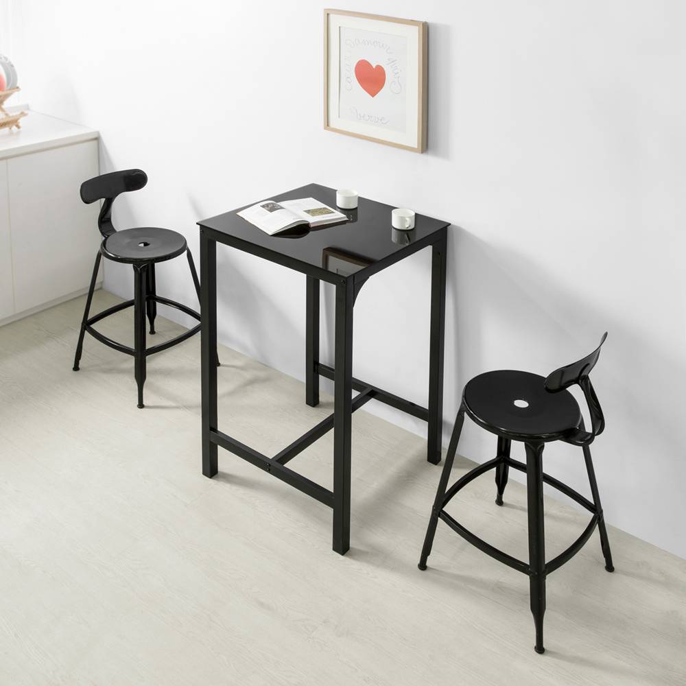 Sobuy - Table de Bar Carrée Table Haute de Cuisine Table de Salle à Manger Plateau en Verre Pieds en Acier Robuste L.60 x H. 60 x H.100 cm SoBuy - Image 8