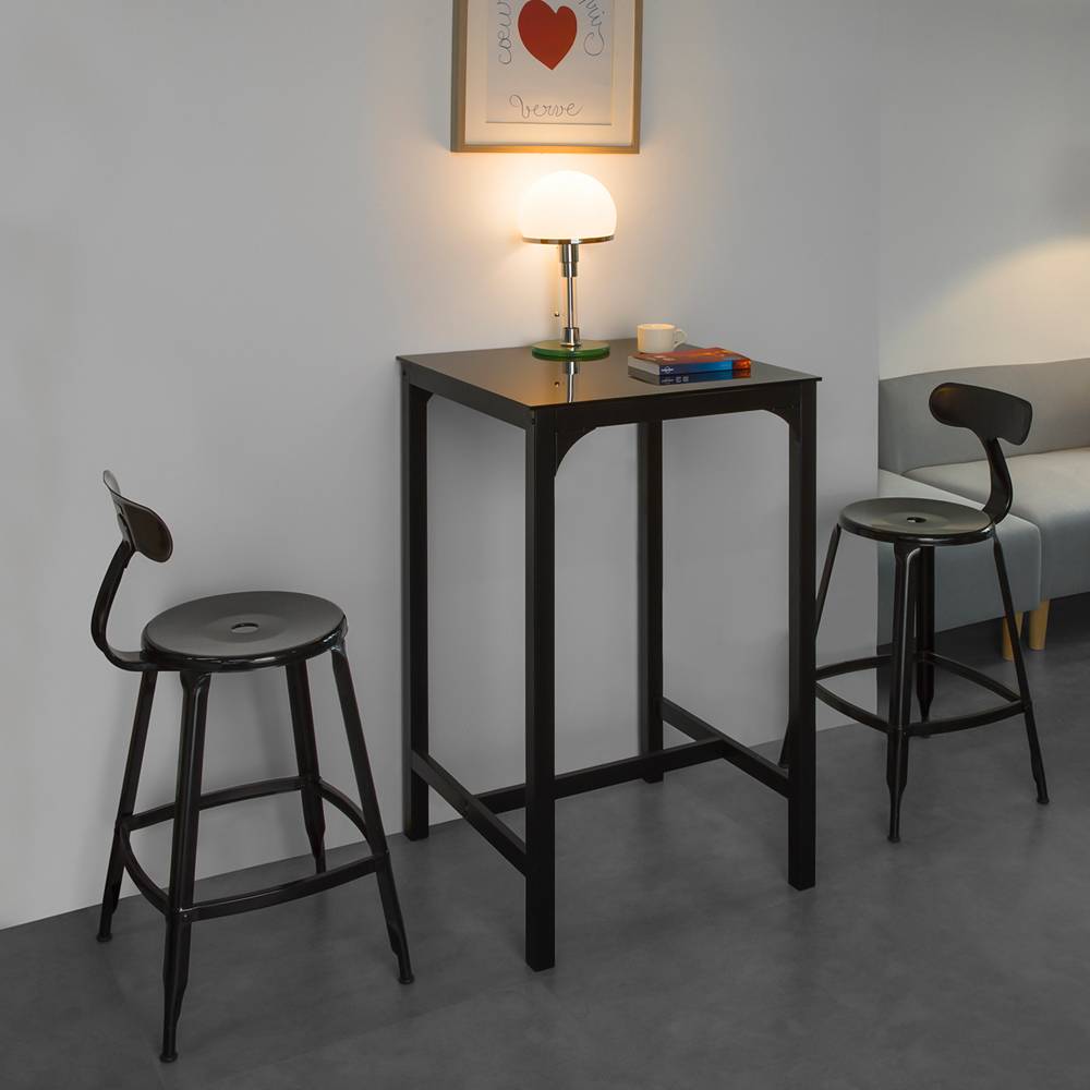 Sobuy - Table de Bar Carrée Table Haute de Cuisine Table de Salle à Manger Plateau en Verre Pieds en Acier Robuste L.60 x H. 60 x H.100 cm SoBuy - Image 2