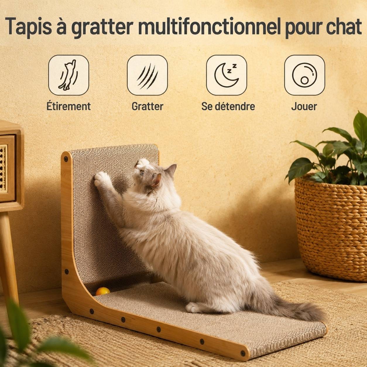 Grattoir en carton L Shape pour chat résistant polyvalent pour gratter et se reposer - Image 2