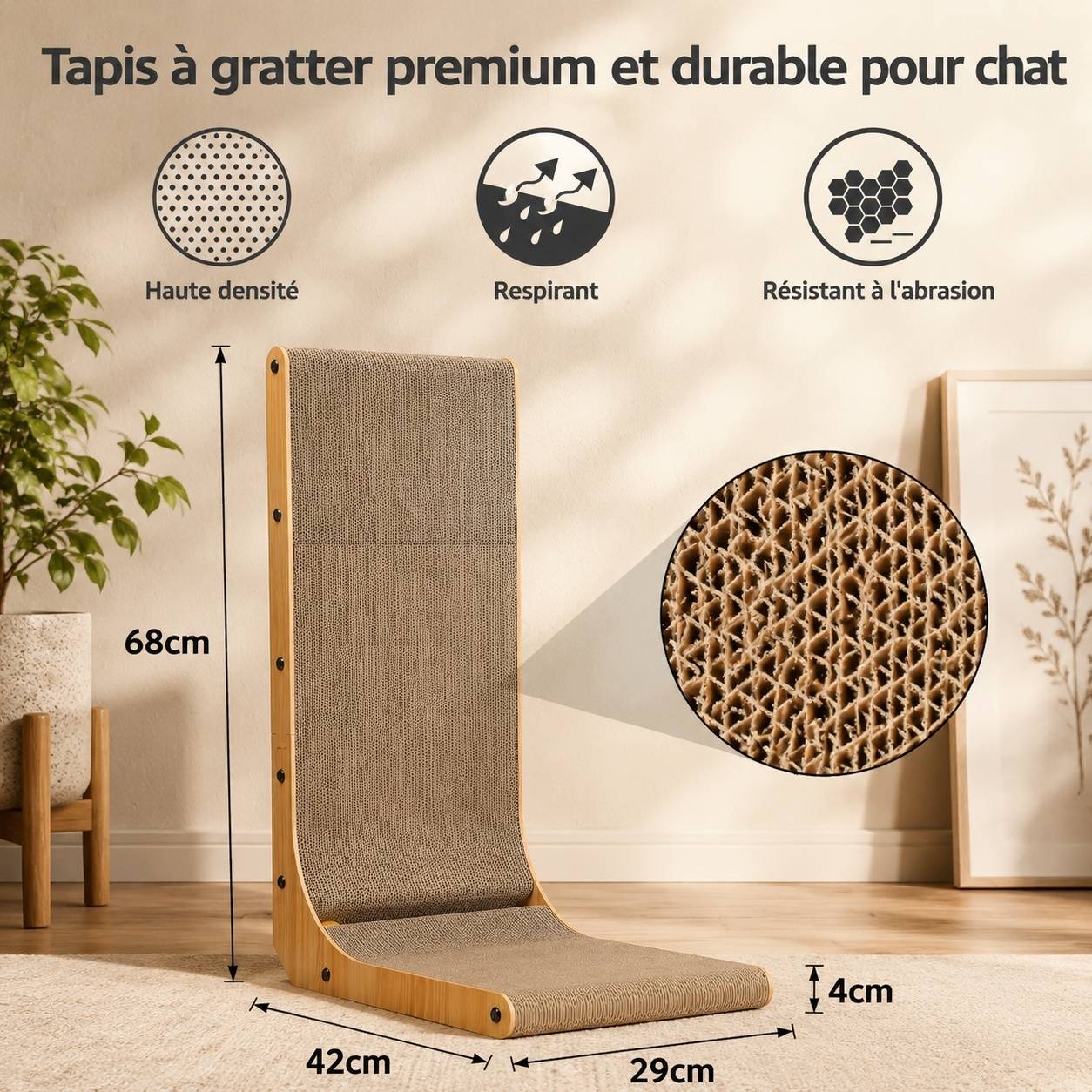 Grattoir en carton L Shape pour chat résistant polyvalent pour gratter et se reposer - Image 3