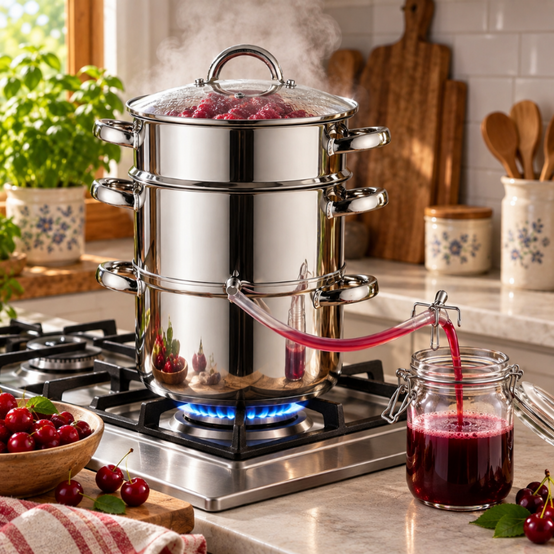 Presse-Agrumes Pot 5L Inox Vapeur Pour Induction Acier Gaz 3en1 - Image 4