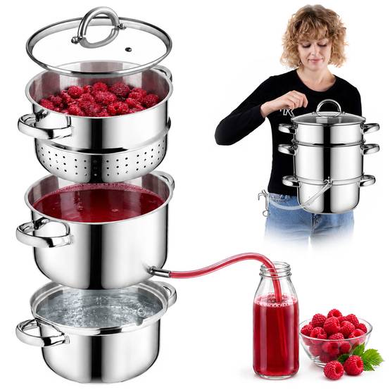 Presse-Agrumes Pot 5L Inox Vapeur Pour Induction Acier Gaz 3en1 - Image 1