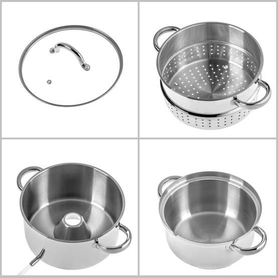 Presse-Agrumes Pot 5L Inox Vapeur Pour Induction Acier Gaz 3en1 - Image 10