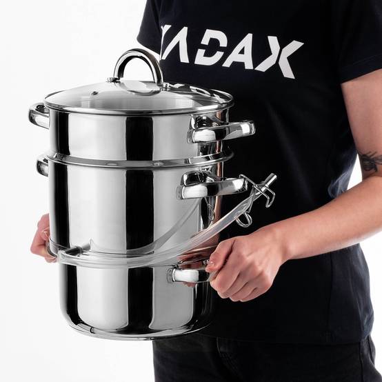 Presse-Agrumes Pot 5L Inox Vapeur Pour Induction Acier Gaz 3en1 - Image 5