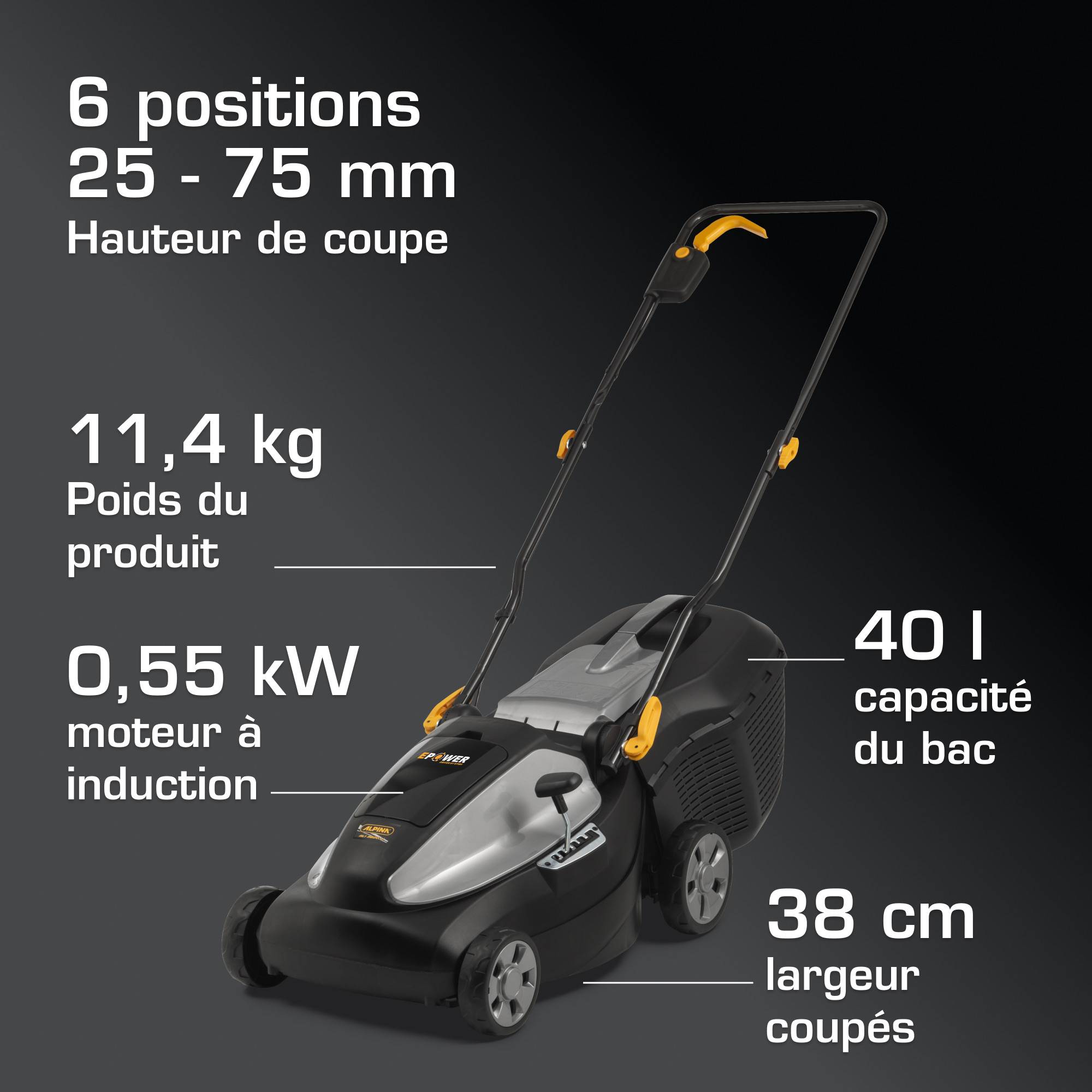 Alpina - Tondeuse AL1 3820 Li Kit, 38 cm, bac 40L, 2 batteries 20V (4Ah) - ALPINA - Image 6