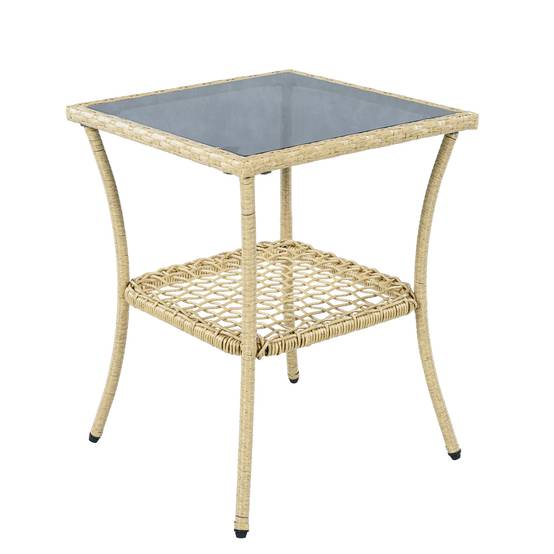 Ensemble Détente Extérieur avec 2 Chaises à Bascule et 1 Table pour balcon Polyester Beige - Image 1
