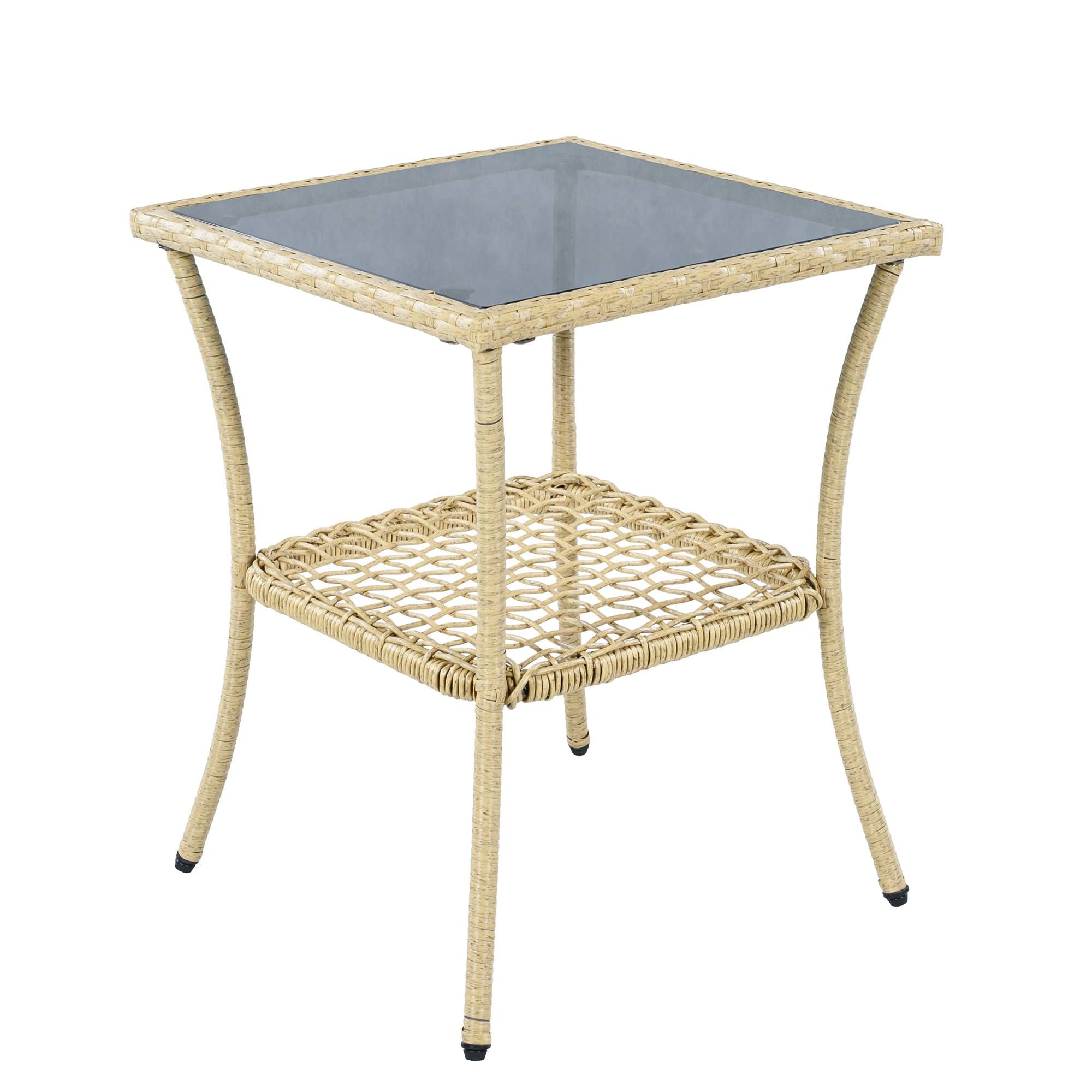 Ensemble Détente Extérieur avec 2 Chaises à Bascule et 1 Table pour balcon Polyester Beige - Image 1