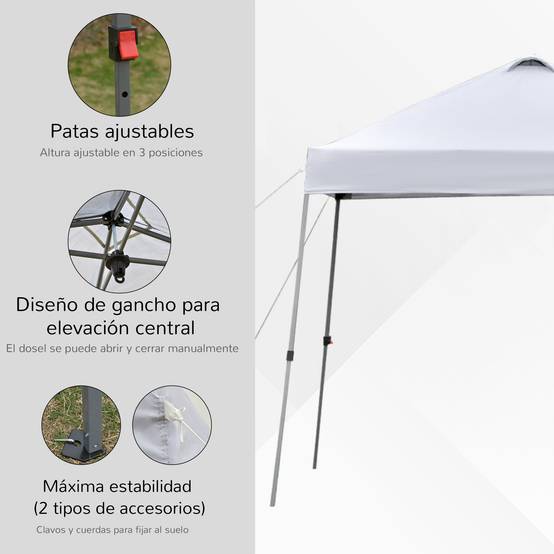Tonnelle Pliante 3x3m avec Sac à Roulettes, Structure Acier Étanche, Tente Jardin pour Camping et Fêtes Extérieures, Blanche - Image 7