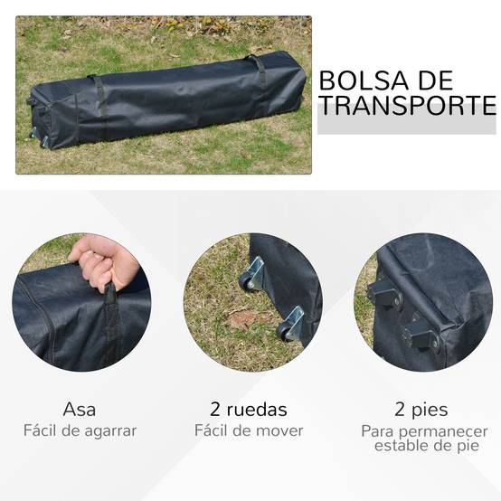 Tonnelle Pliante 3x3m avec Sac à Roulettes, Structure Acier Étanche, Tente Jardin pour Camping et Fêtes Extérieures, Blanche - Image 8