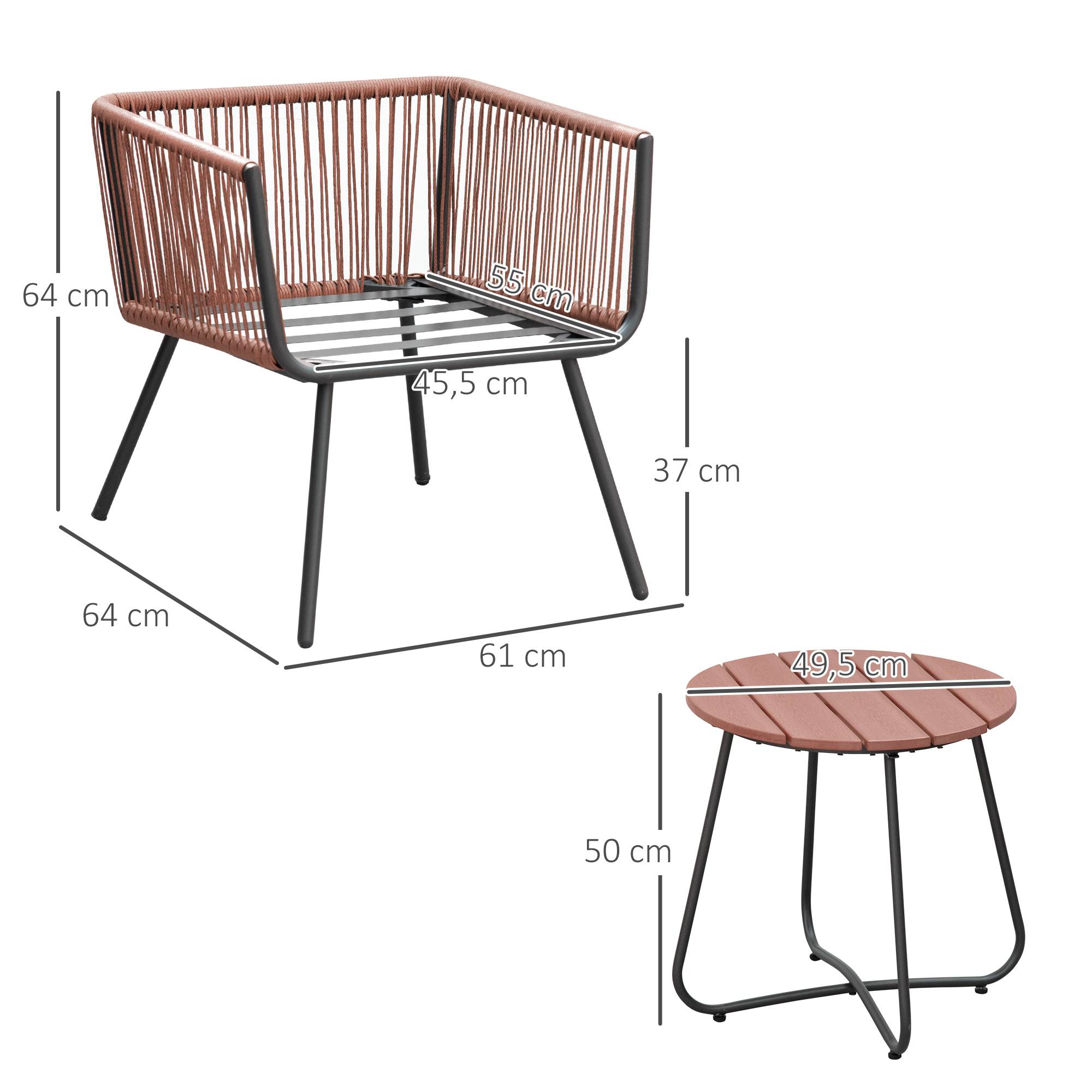 Outsunny - Ensemble bistro de jardin 2 places 3 pièces style contemporain coussins gris acier époxy noir résine filaire aspect rotin - Outsunny - Image 3