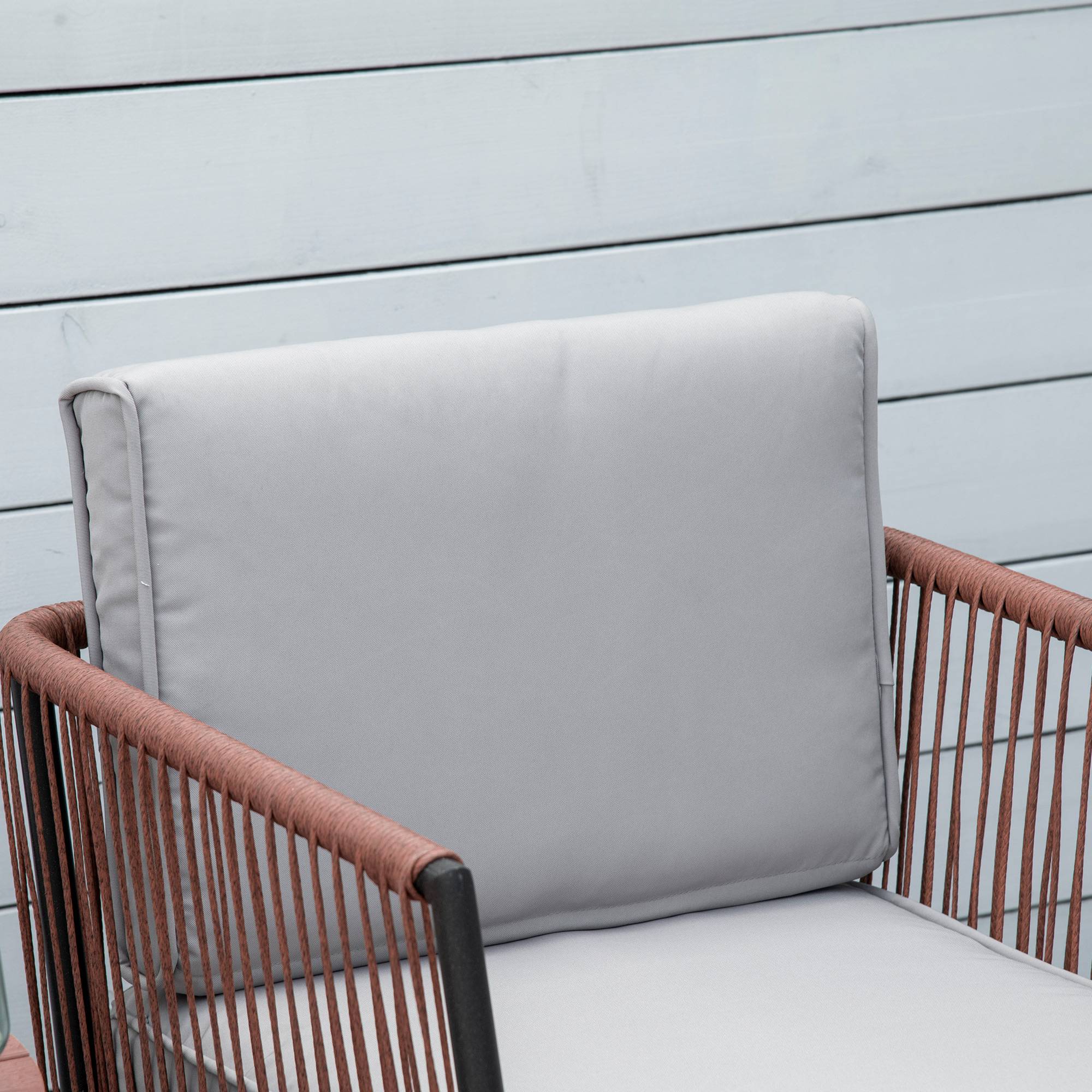 Outsunny - Ensemble bistro de jardin 2 places 3 pièces style contemporain coussins gris acier époxy noir résine filaire aspect rotin - Outsunny - Image 4