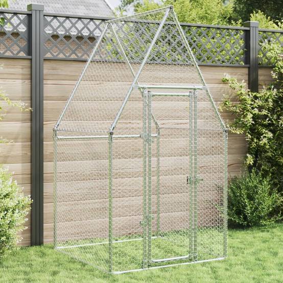 Maison Chic - Cage pour poules - Cage extérieur/intérieur argenté 100x100x190 cm acier galvanisé - Image 2