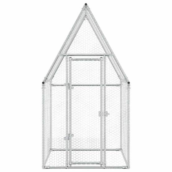 Maison Chic - Cage pour poules - Cage extérieur/intérieur argenté 100x100x190 cm acier galvanisé - Image 5