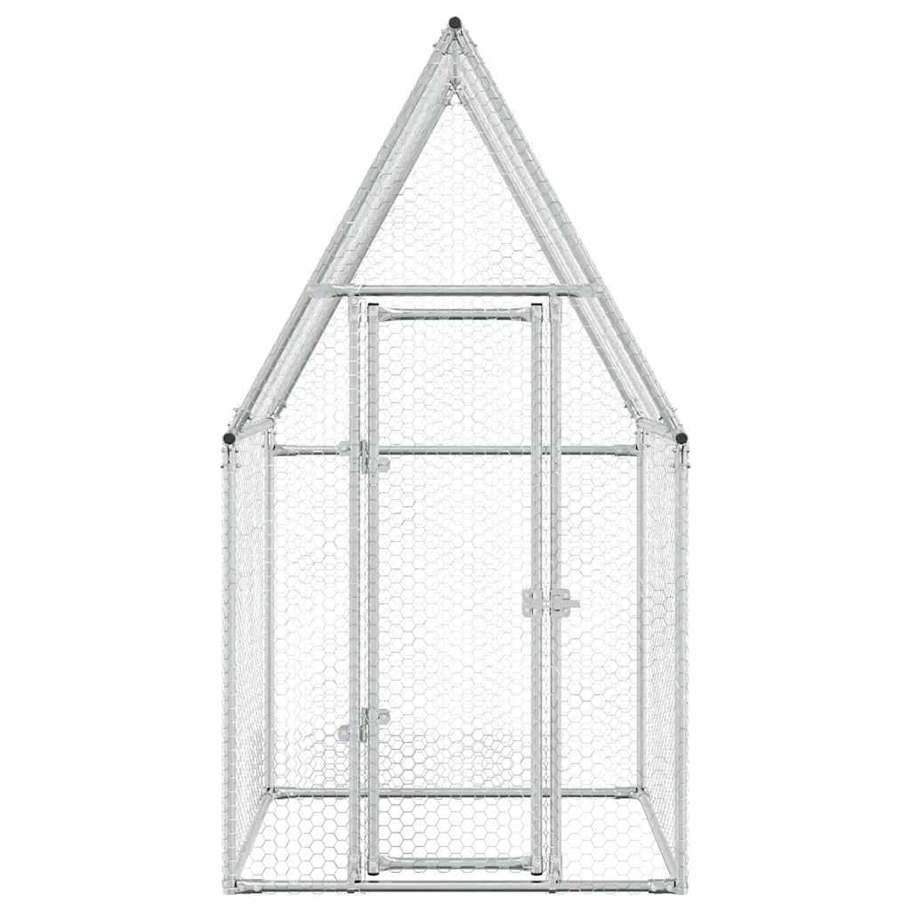 Maison Chic - Cage pour poules - Cage extérieur/intérieur argenté 100x100x190 cm acier galvanisé - Image 5