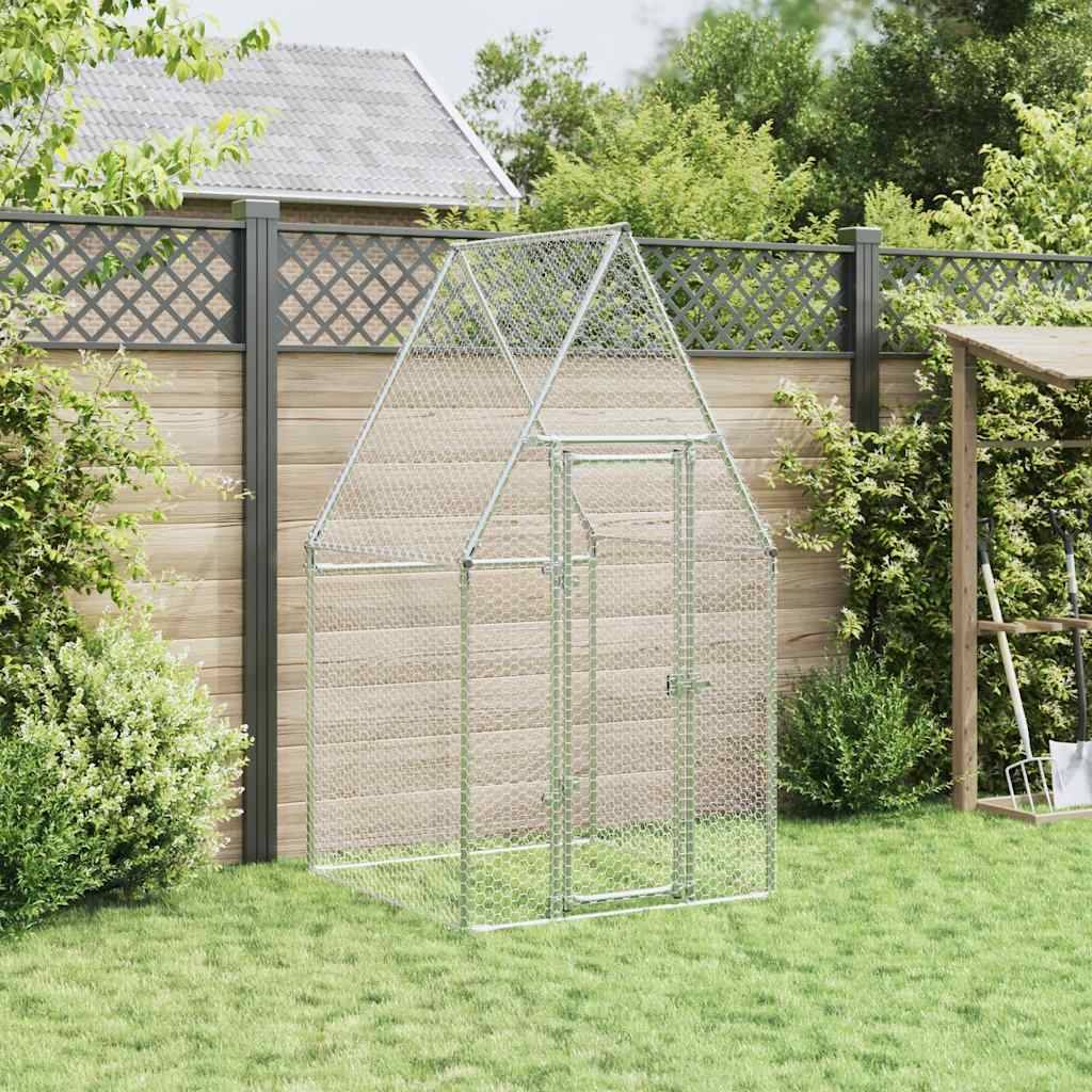 Maison Chic - Cage pour poules - Cage extérieur/intérieur argenté 100x100x190 cm acier galvanisé - Image 3