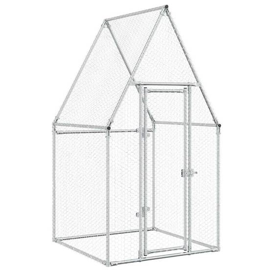 Maison Chic - Cage pour poules - Cage extérieur/intérieur argenté 100x100x190 cm acier galvanisé - Image 1