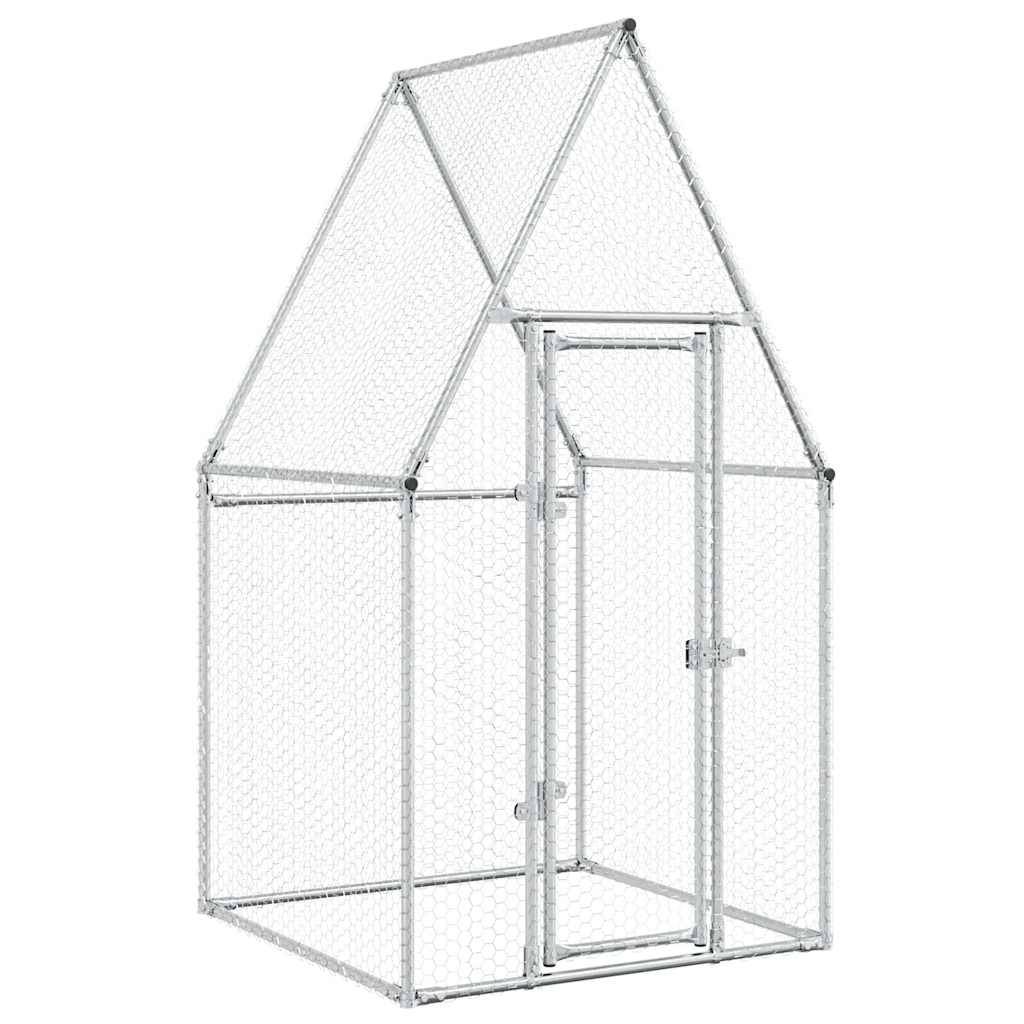 Maison Chic - Cage pour poules - Cage extérieur/intérieur argenté 100x100x190 cm acier galvanisé - Image 1
