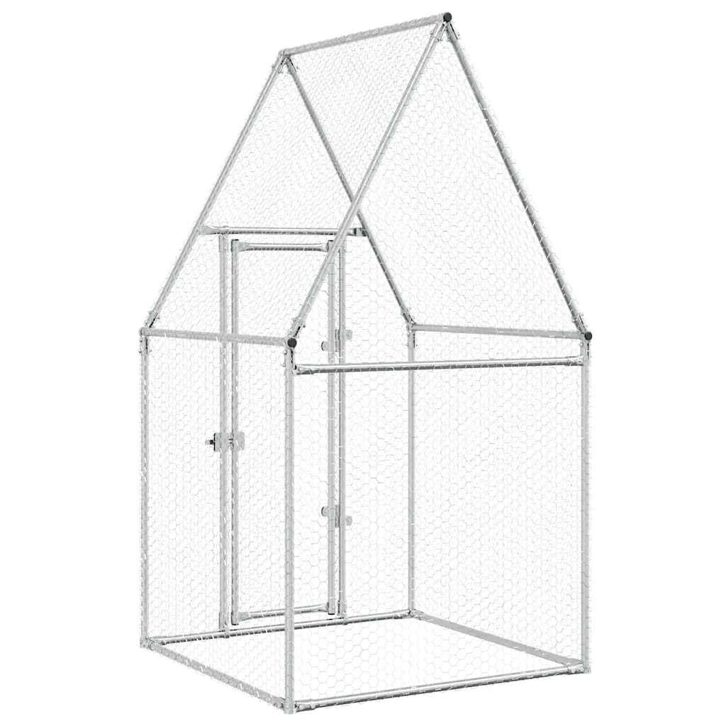 Maison Chic - Cage pour poules - Cage extérieur/intérieur argenté 100x100x190 cm acier galvanisé - Image 7
