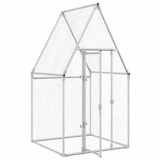 Maison Chic - Cage pour poules - Cage extérieur/intérieur argenté 100x100x190 cm acier galvanisé - Image 4