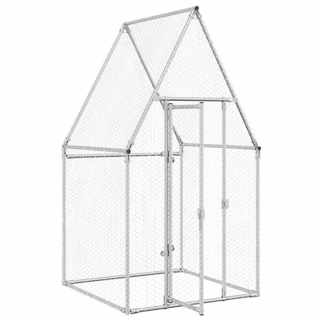 Maison Chic - Cage pour poules - Cage extérieur/intérieur argenté 100x100x190 cm acier galvanisé - Image 4