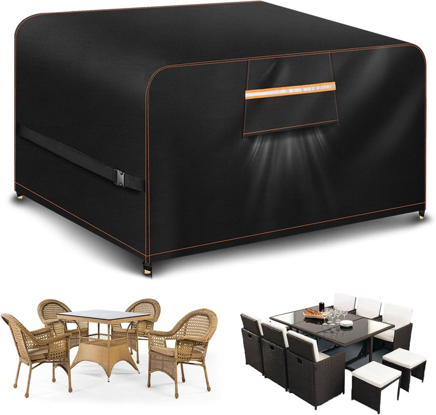IntiMeg - Housse Table De Jardin Housse Salon De Jardin Exterieur Housses pour Mobilier De Jardin RéSistance Au Vent, Anti-UV 125x125x74cm IntiMeg - Image 1