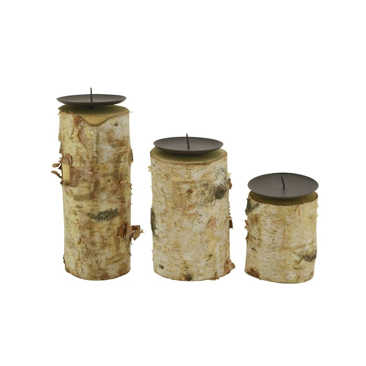 Aubry Gaspard - Bougeoirs en bouleau et métal (Lot de 3) - Image 1