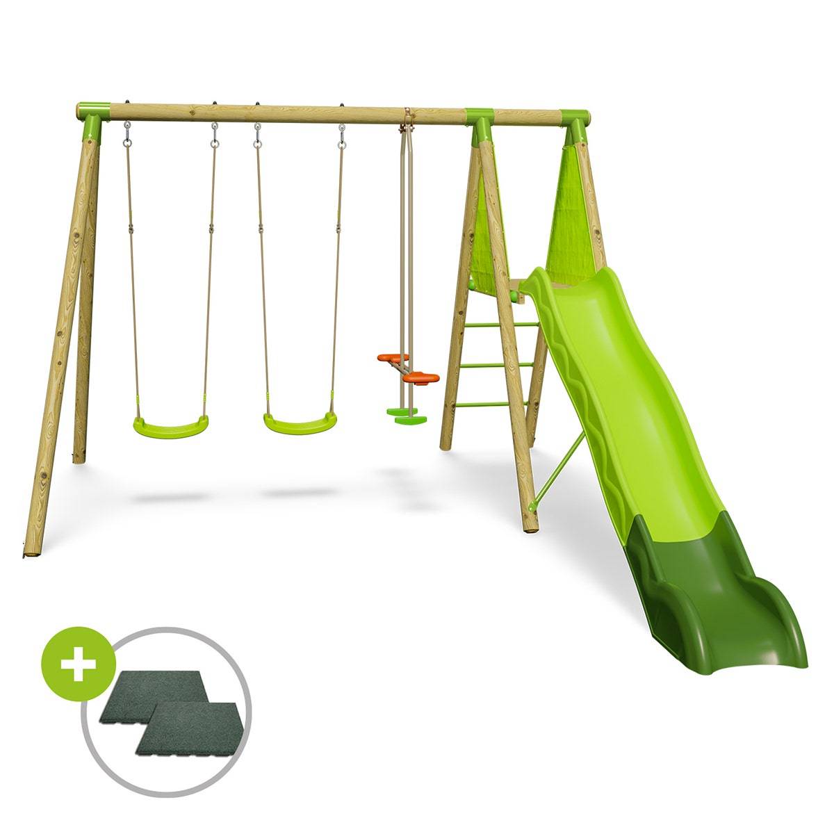 Station de jeux bois 2,30 m Topwood PALMI VERT - 5 enfants - Image 1