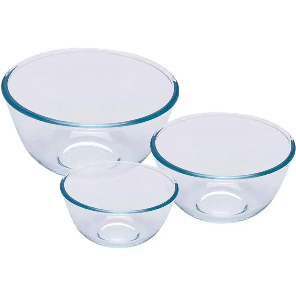 3 Bols verre borosilicaté 0,5-1-2L Ø 14-17-21cm Pyrex - Image 1