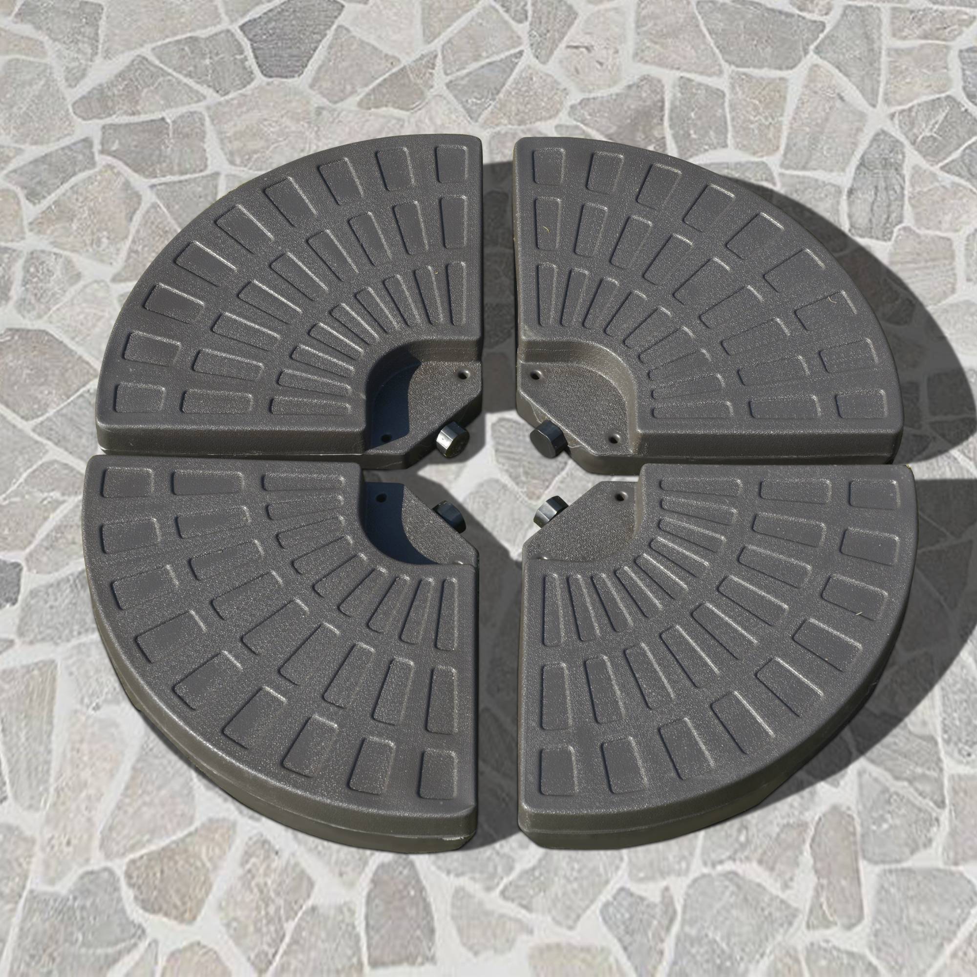 Lot de 4 lests pour parasol, bases en PEHD pliables avec 68 kg d'eau ou 100 kg de sable et eau, 100 x 100 x 10,5 cm, marron - Image 3