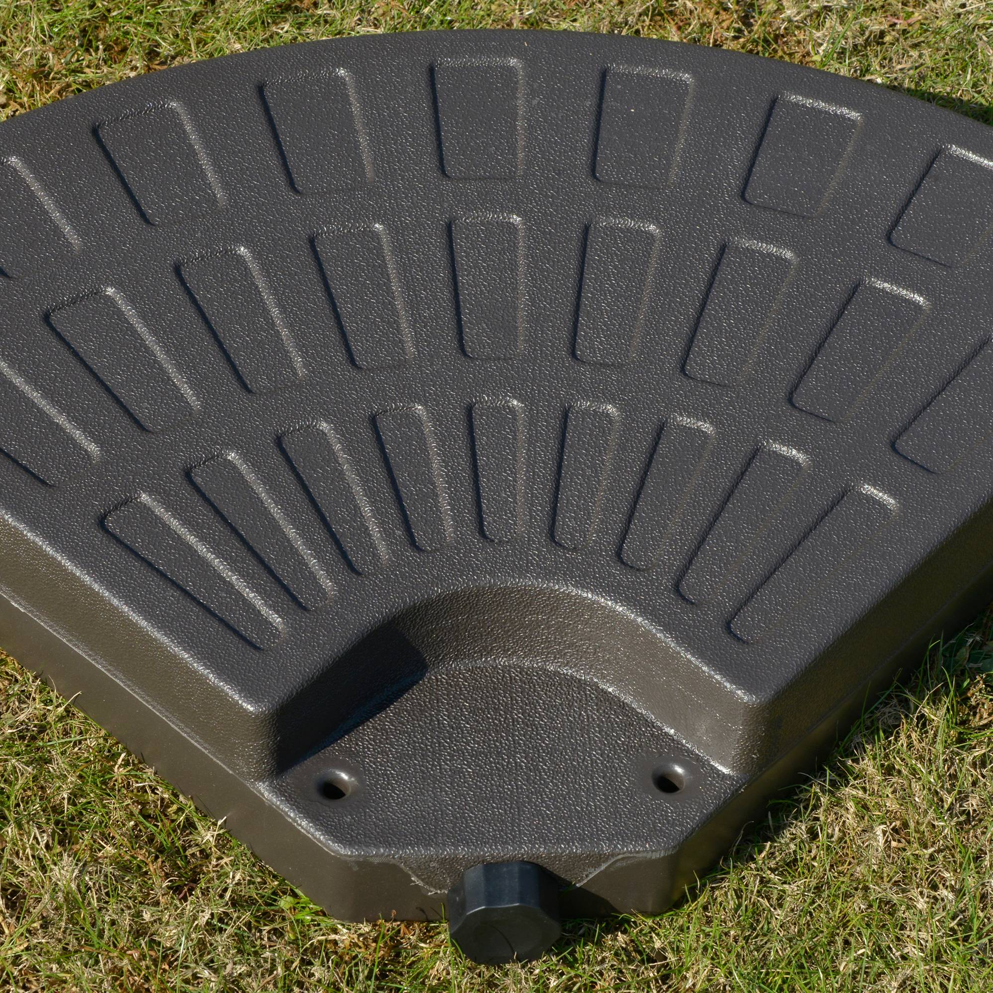 Lot de 4 lests pour parasol, bases en PEHD pliables avec 68 kg d'eau ou 100 kg de sable et eau, 100 x 100 x 10,5 cm, marron - Image 10