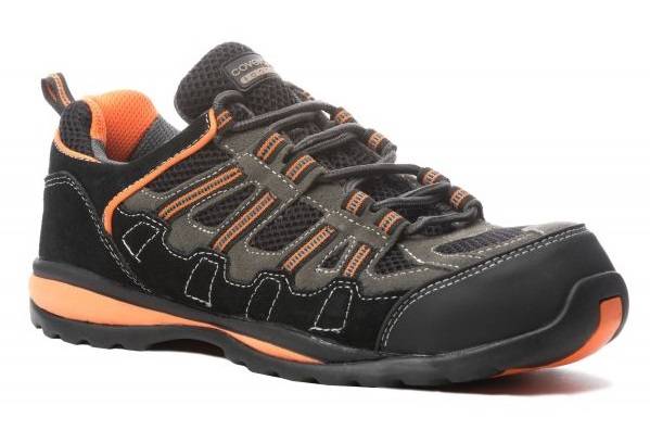 Baskets de sécurité basse HELVITE S1P SRA HRO en cuir velours noir/orange P45 - COVERGUARD - 9HEVL.45 - Image 1