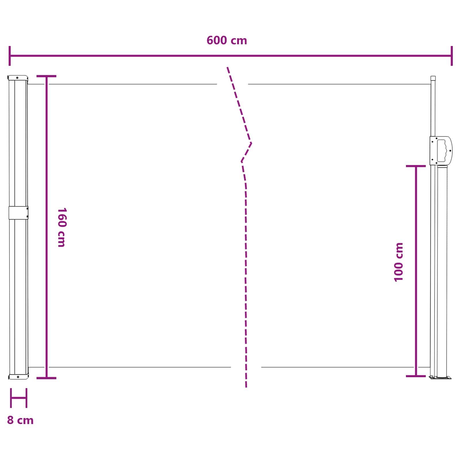 Store latéral rétractable polyester gris 600 x 160 cm - PANGIVO - Image 8