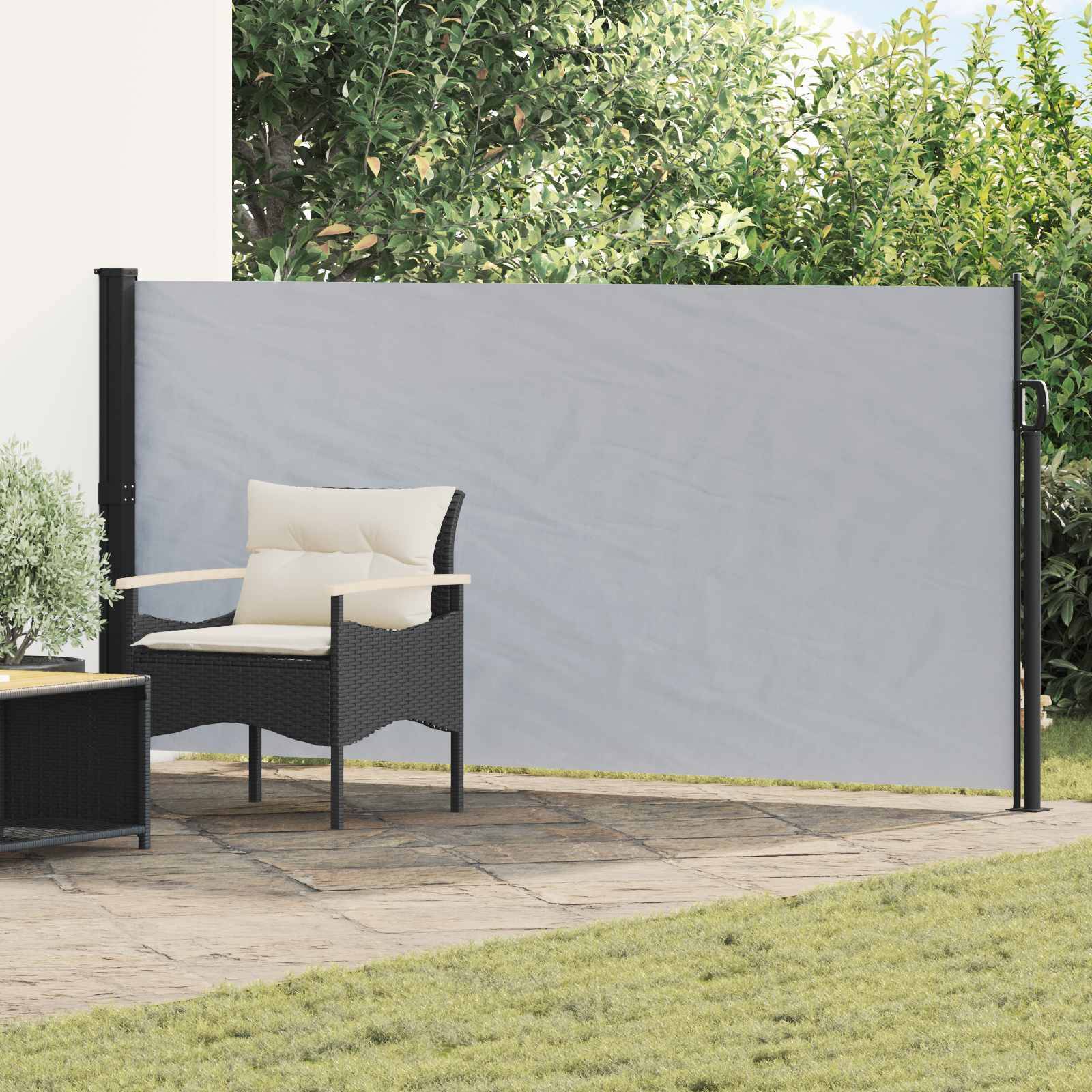 Store latéral rétractable polyester gris 600 x 160 cm - PANGIVO - Image 1