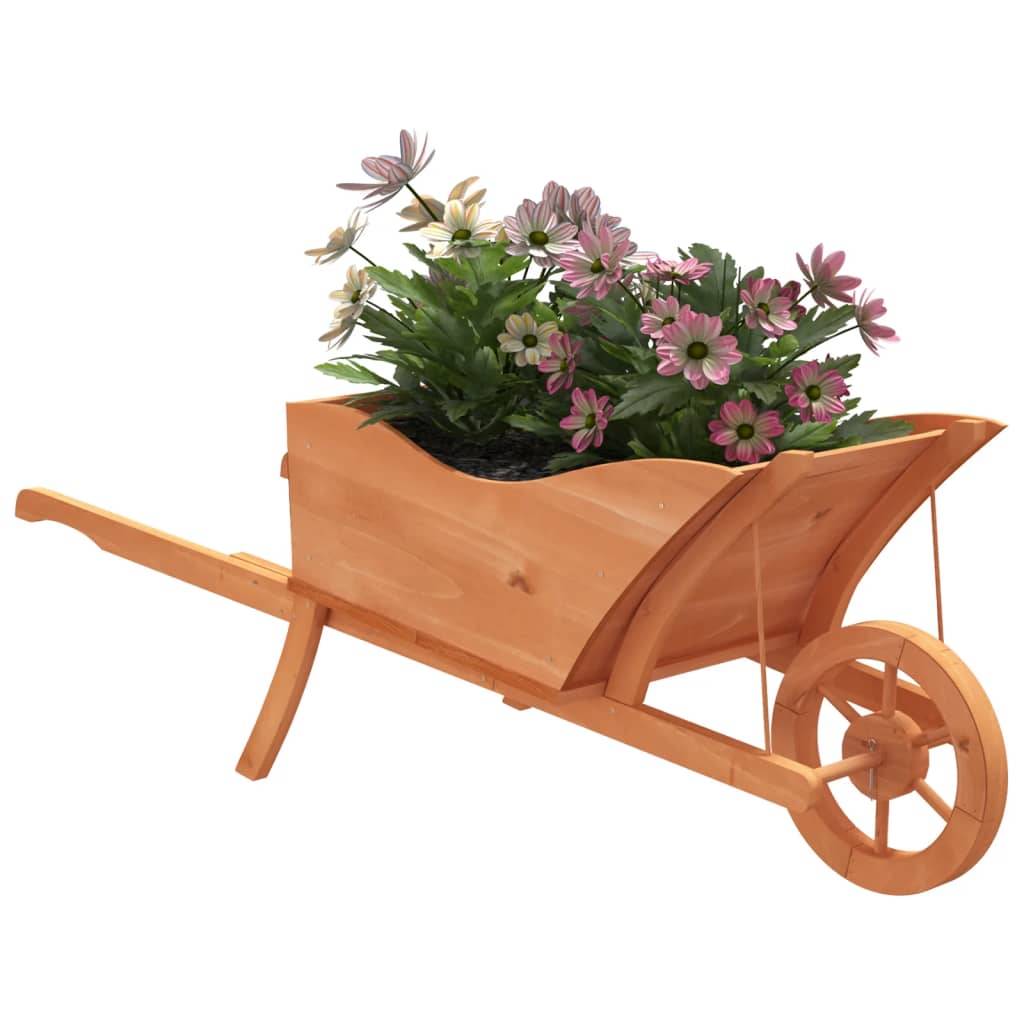 Jardinière brouette bois naturel 128 x 45.5 x 43 cm - PANGIVO - Image 3