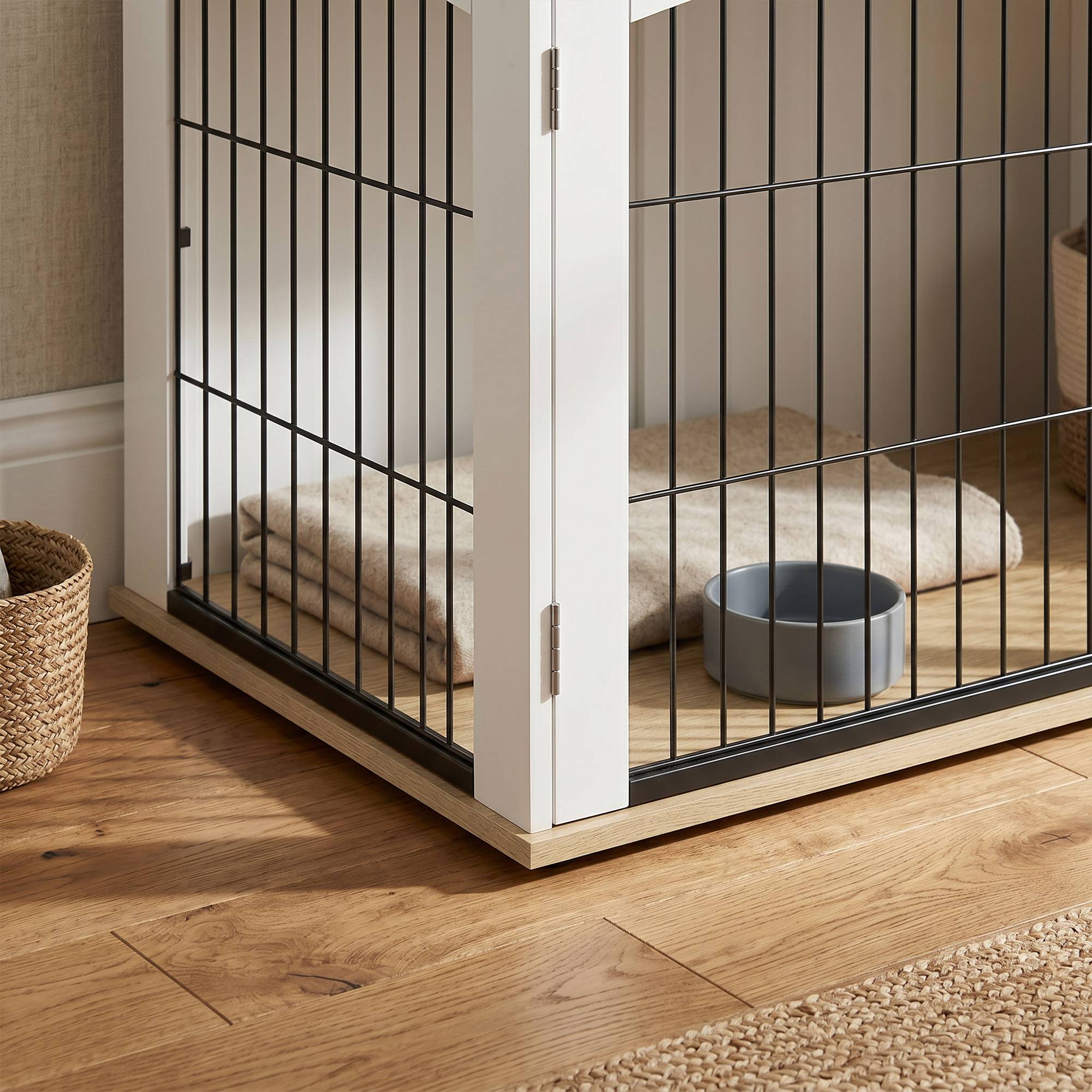 ComfortXL - Cage chien meuble métal blanc 80 x 56 x 59 cm pour chien moyen double porte - ComfortXL Outdoor Living - Image 10