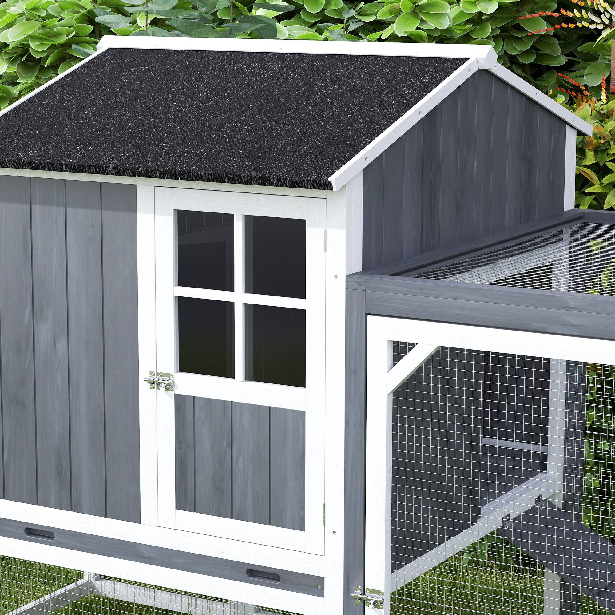 ComfortXL - Poulailler bois de sapin gris 236,5 x 91 x 114 cm pour 3 à 4 poules avec enclos - ComfortXL Outdoor Living - Image 10
