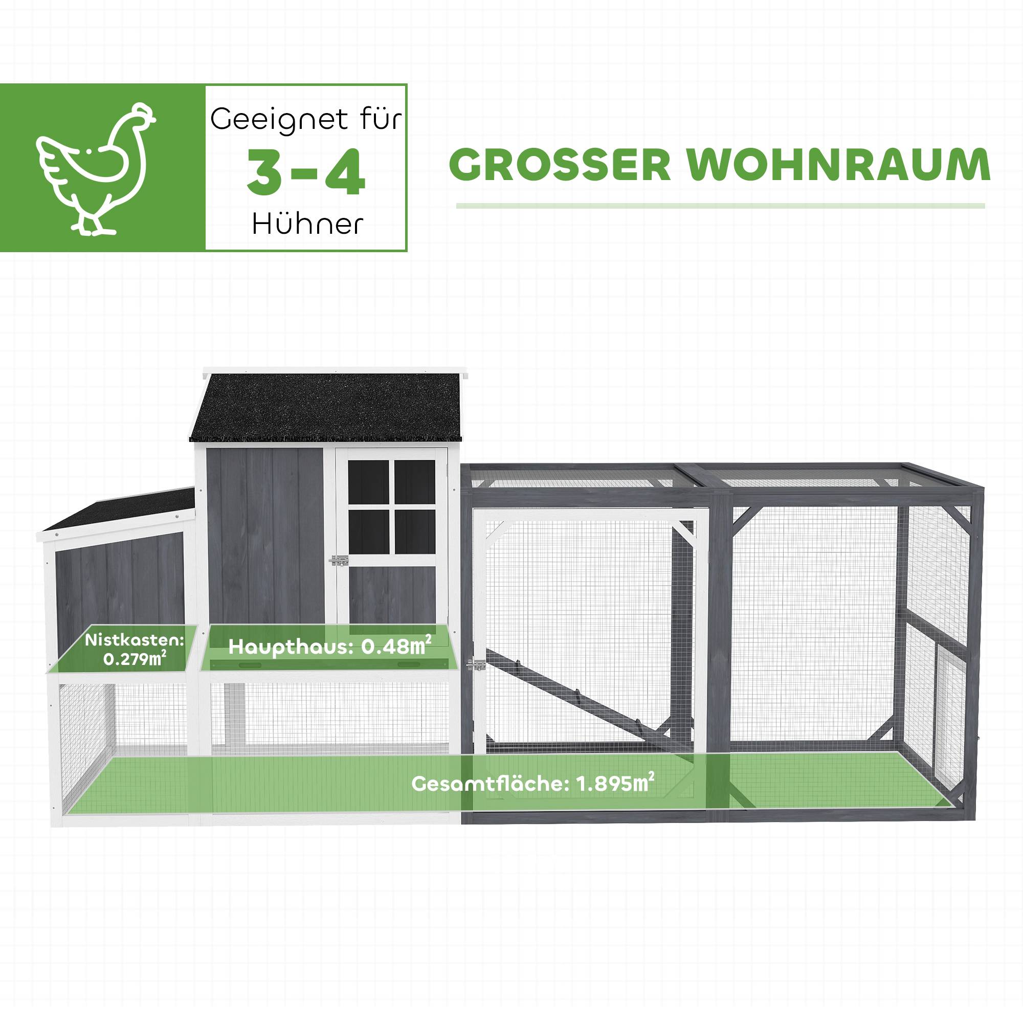 ComfortXL - Poulailler bois de sapin gris 236,5 x 91 x 114 cm pour 3 à 4 poules avec enclos - ComfortXL Outdoor Living - Image 6
