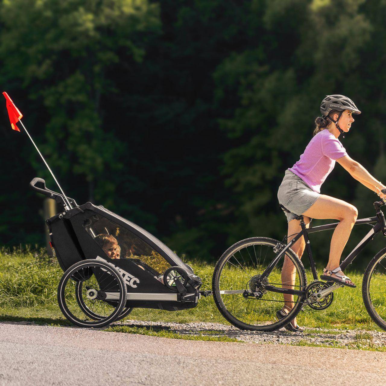 FUXTEC - Remorque vélo bleue - FUXTEC Sport Cruiser - charge max. 45kg, 2 ceintures 5 points, Enfants Poussette Pliable - Image 8