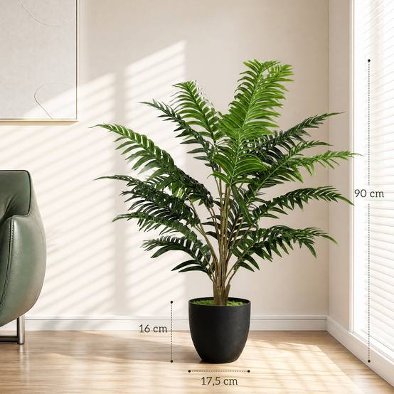 Plante artificielle intérieure 90 cm fougère arbre artificiel en pot avec branches flexibles, intérieure et extérieure - Image 5
