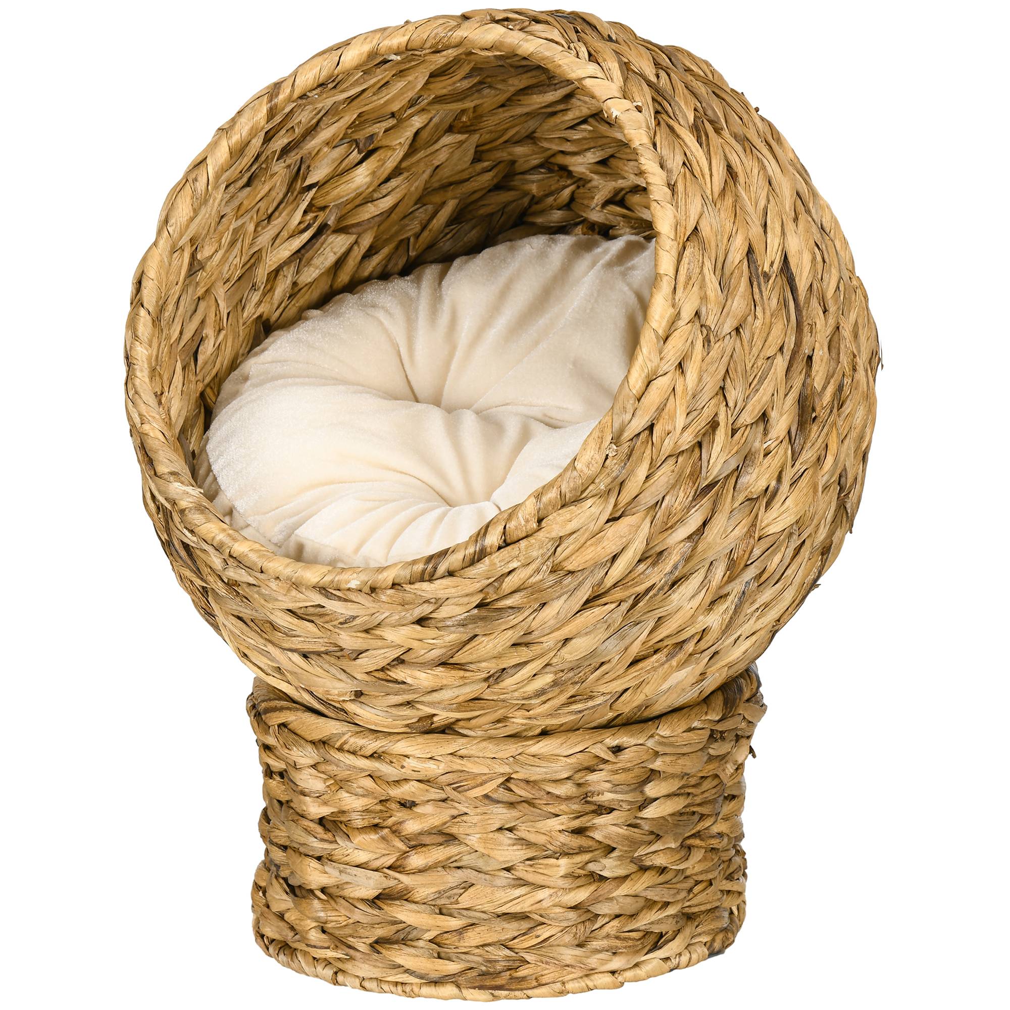 Sans Marque - Panier chat lit surélevé chat cosy niche grotte à chat grand confort dim. 40L x 37l x 51H cm coussin moelleux beige inclus - Image 2